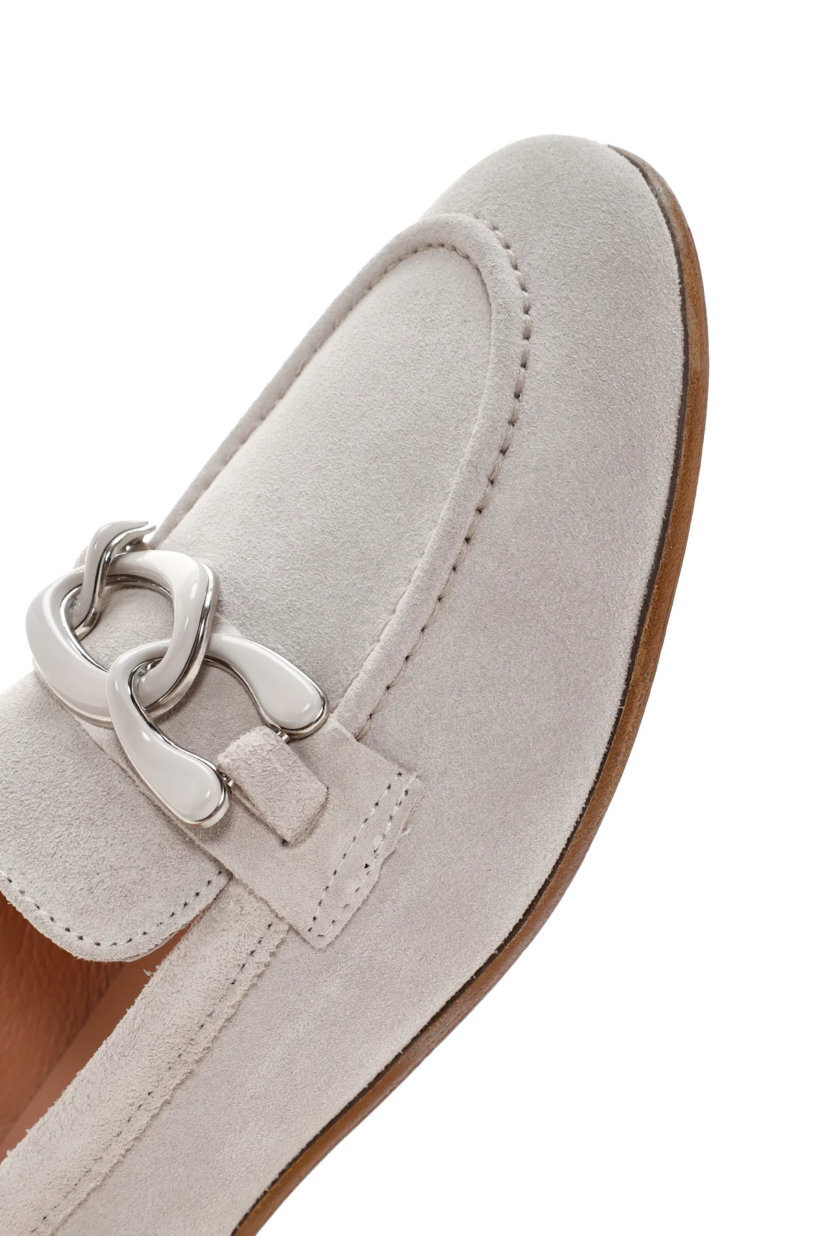 Kadın Bej Tokalı Süet Deri Casual Loafer - Image 10