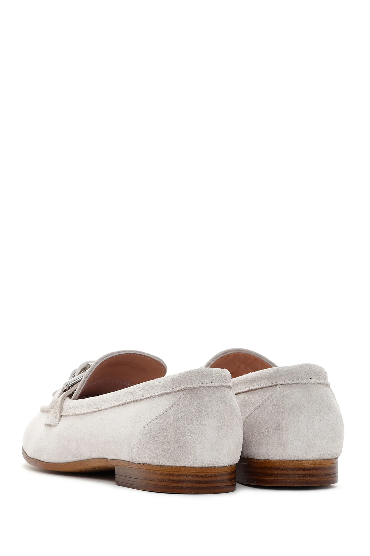 Kadın Bej Tokalı Süet Deri Casual Loafer - Image 5