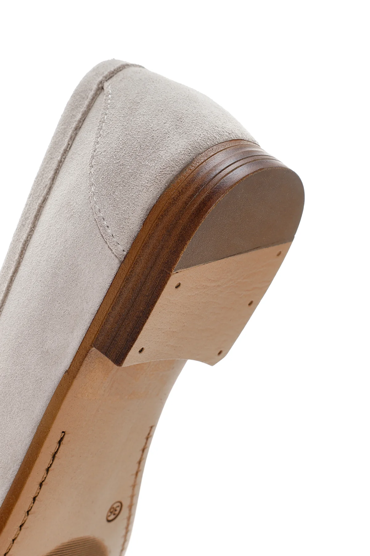 Kadın Bej Tokalı Süet Deri Casual Loafer - Image 8