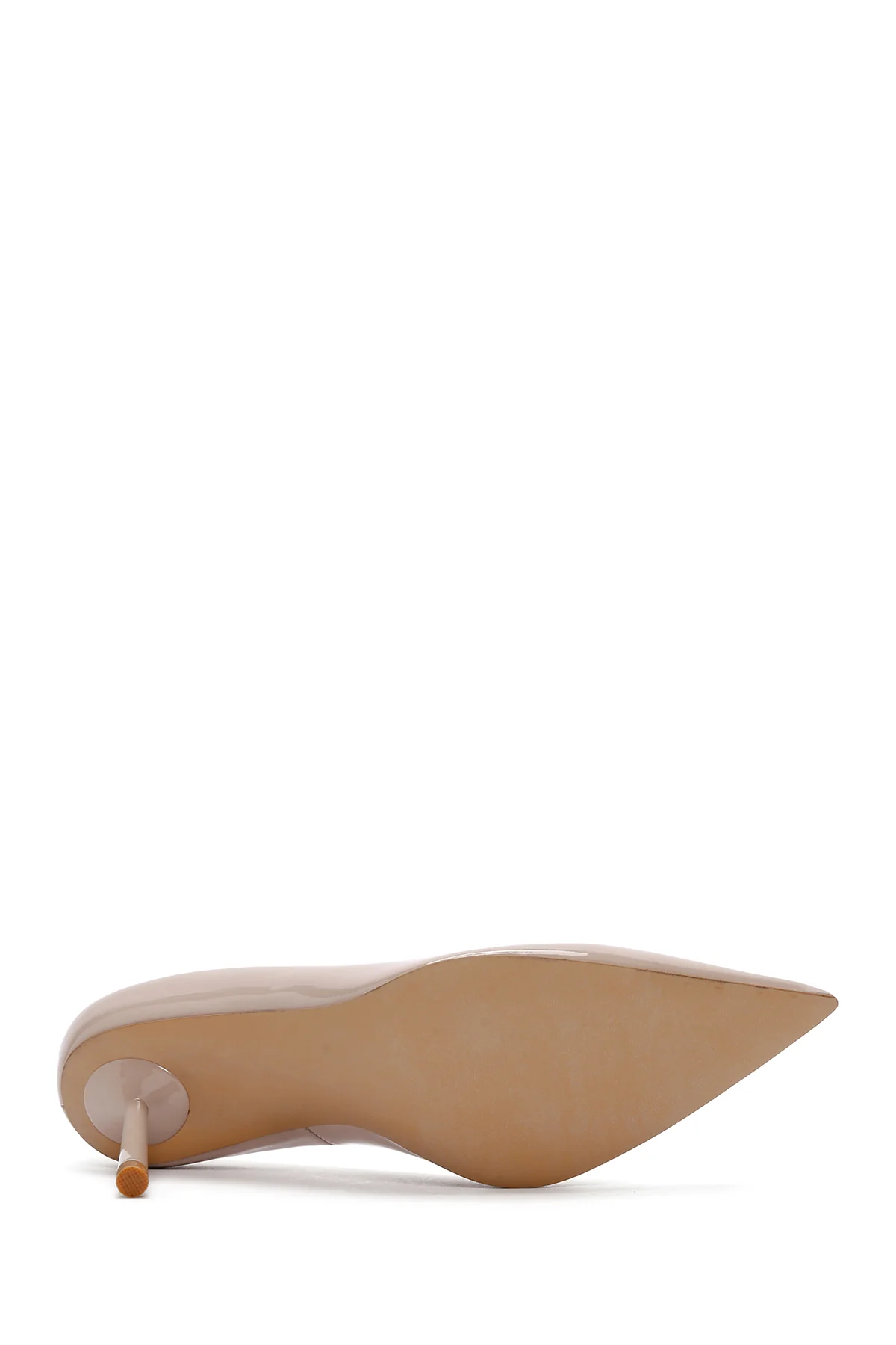 Kadın Bej Topuklu Deri Stiletto - Image 6