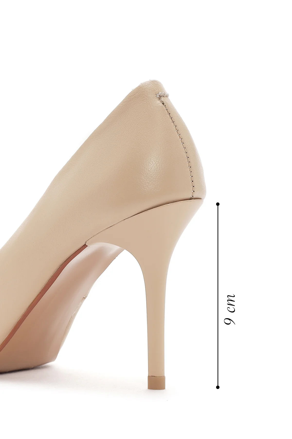 Kadın Bej Topuklu Deri Stiletto - Image 2