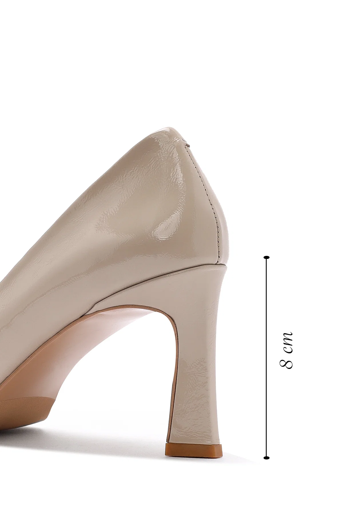 Kadın Bej Topuklu Rugan Deri Stiletto - Image 4