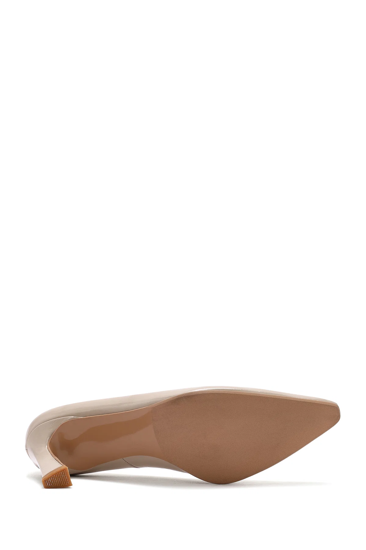 Kadın Bej Topuklu Rugan Deri Stiletto - Image 6