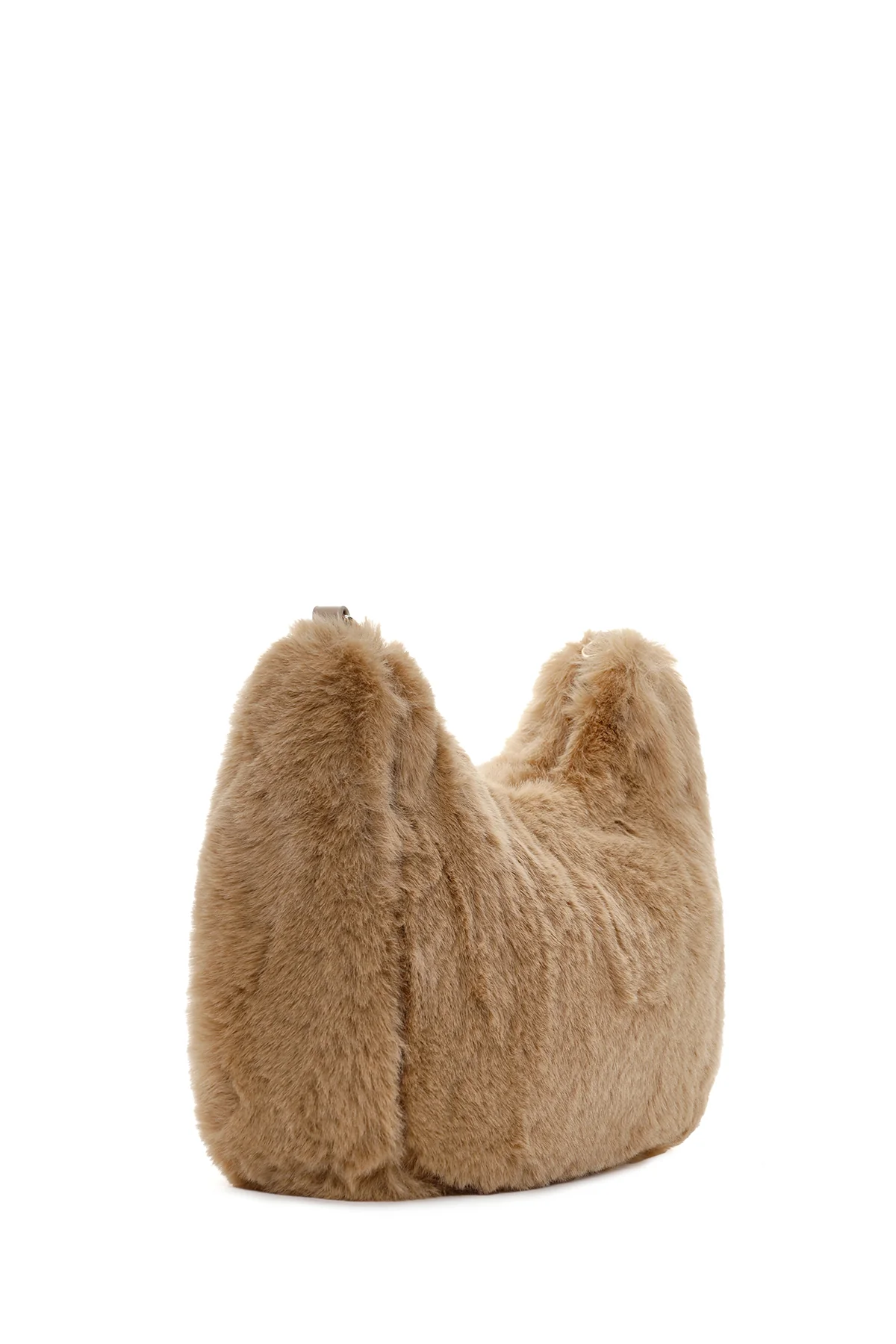 Kadın Bej Uzun Zincir Askılı Peluş Kol Çantası - Image 5