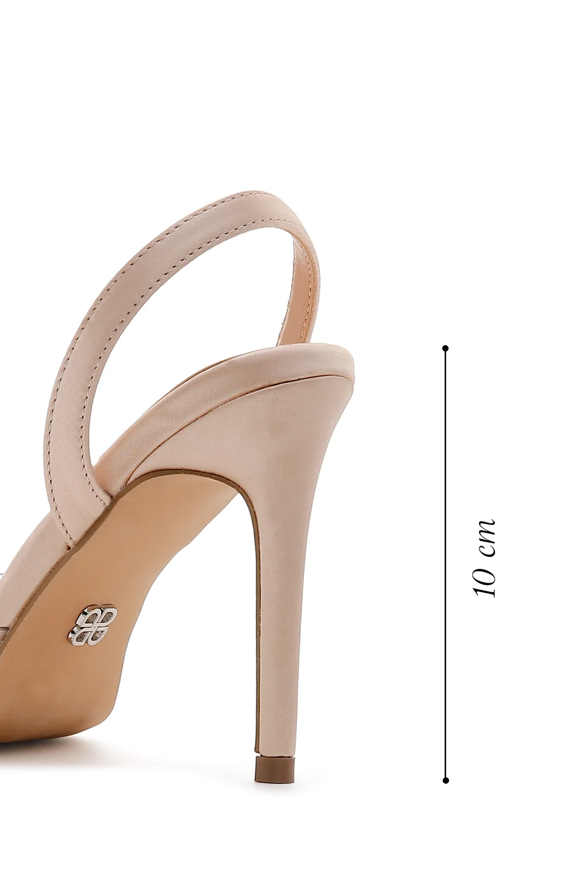 Kadın Bej Vinil Taşlı Arkası Açık İnce Topuklu Stiletto - Image 2