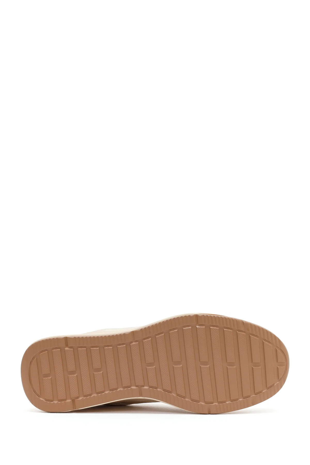 Kadın Bej Yandan Fermuarlı Bağcıklı Kalın Tabanlı Sneaker - Image 5