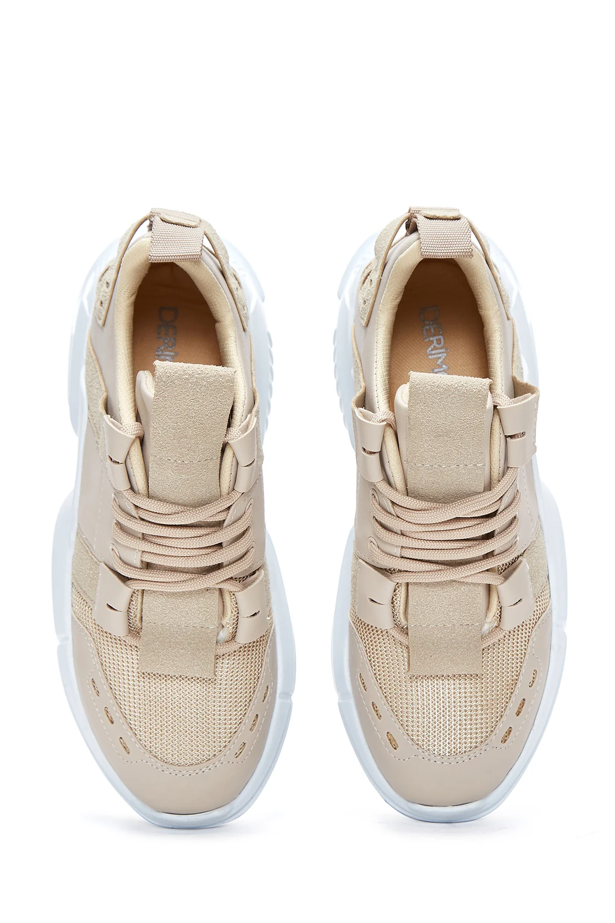 Kadın Bej Yüksek Taban Sneaker - Image 6