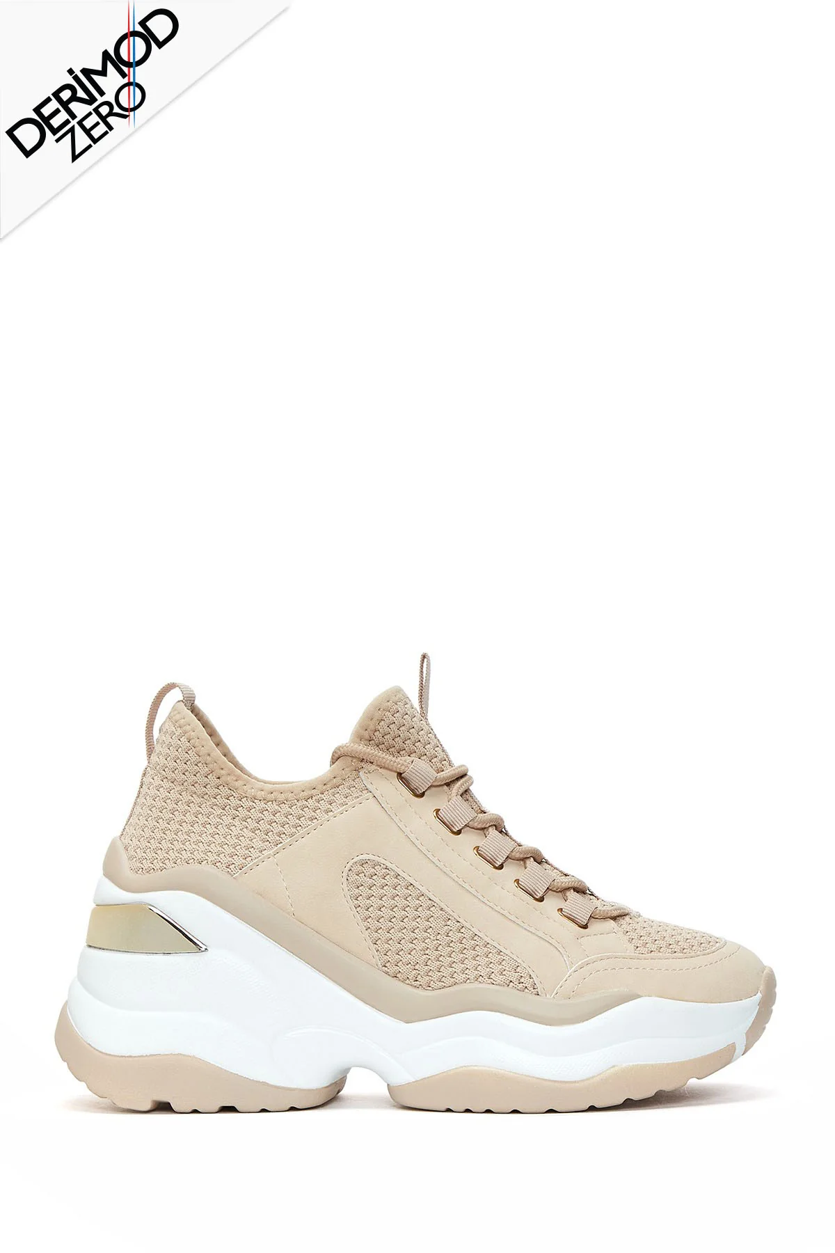 Kadın Bej Yüksek Tabanlı Sneaker - Image 11