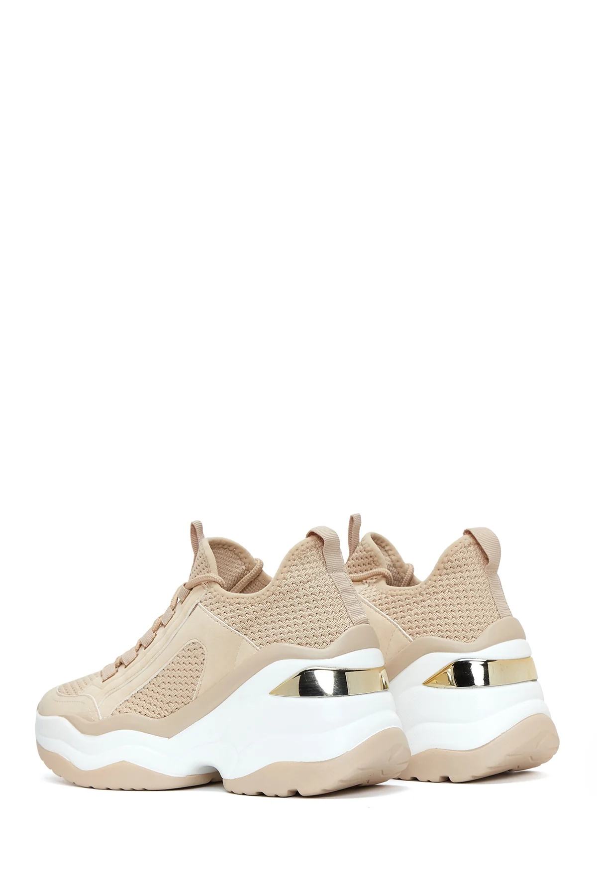 Kadın Bej Yüksek Tabanlı Sneaker - Image 7