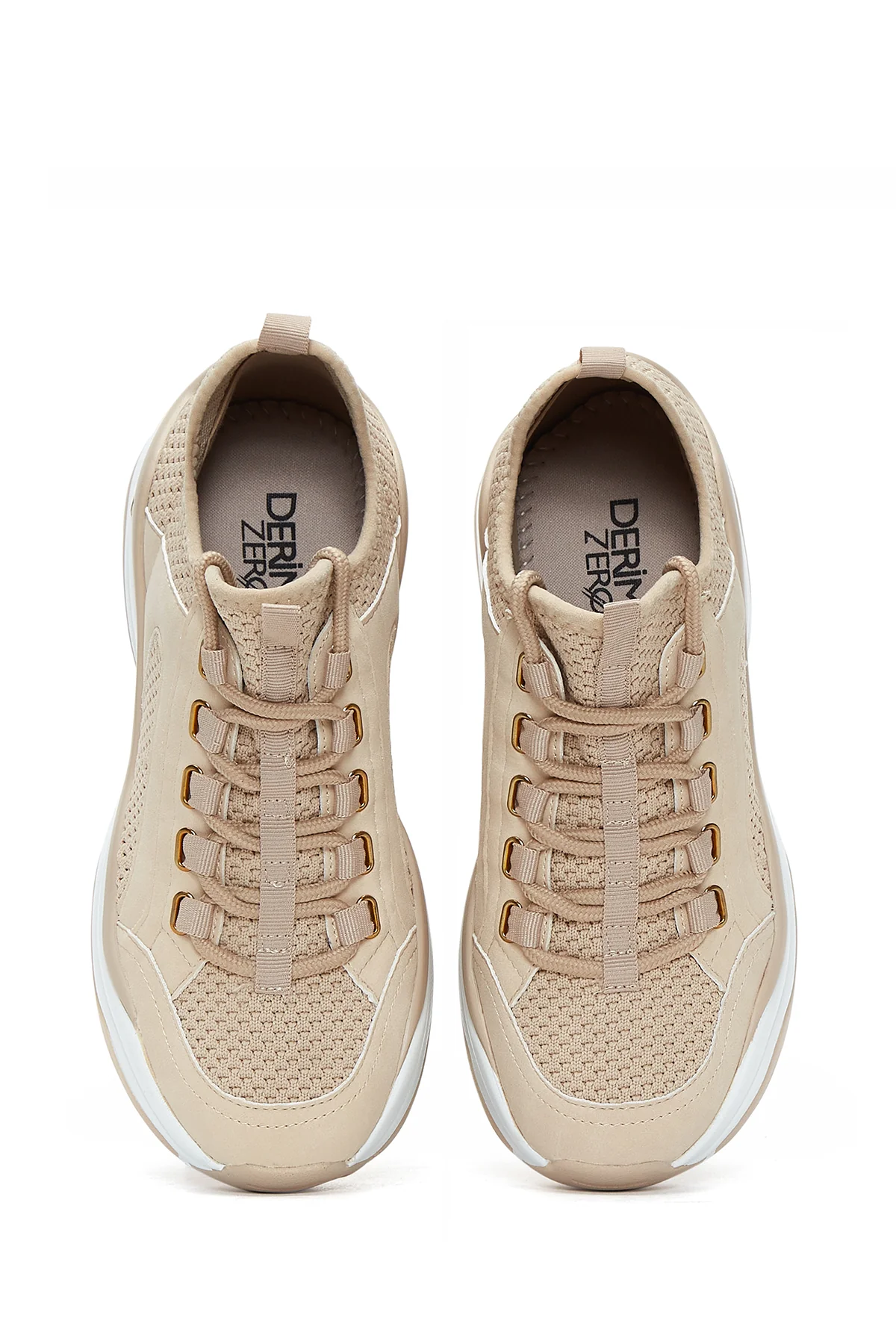 Kadın Bej Yüksek Tabanlı Sneaker - Image 8