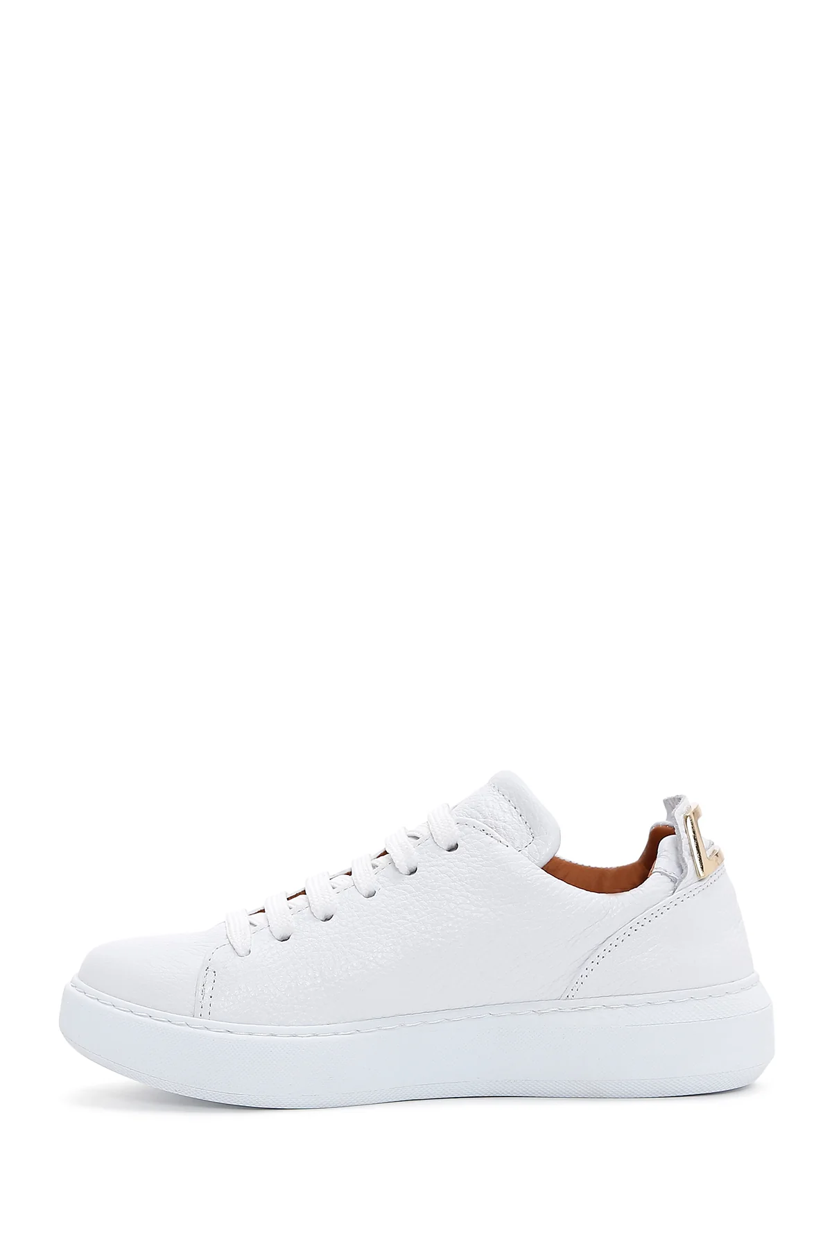 Kadın Beyaz Bağcıklı Deri Sneaker - Image 2