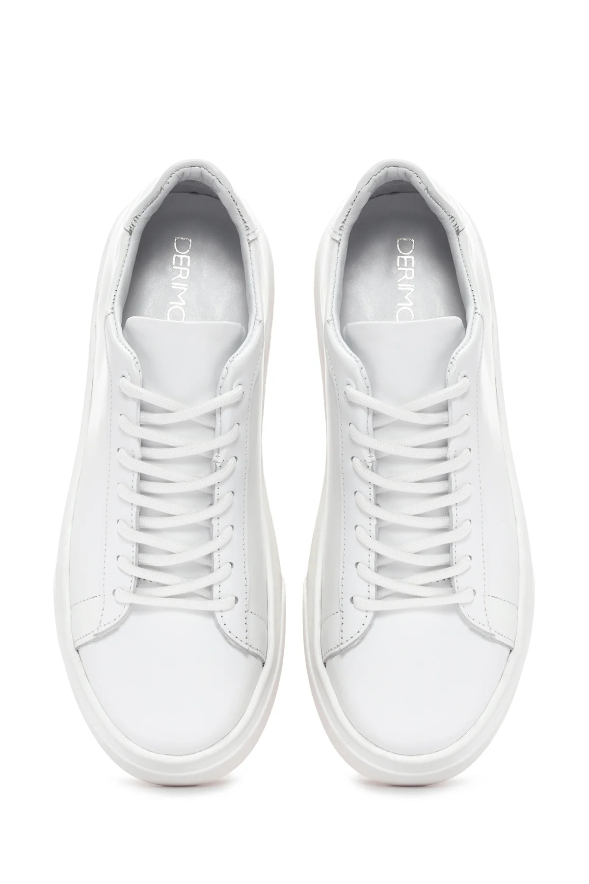 Kadın Beyaz Bağcıklı Deri Sneaker - Image 7
