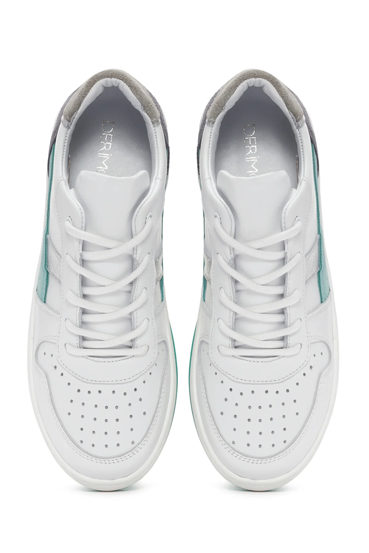 Kadın Beyaz Bağcıklı Deri Sneaker - Image 7