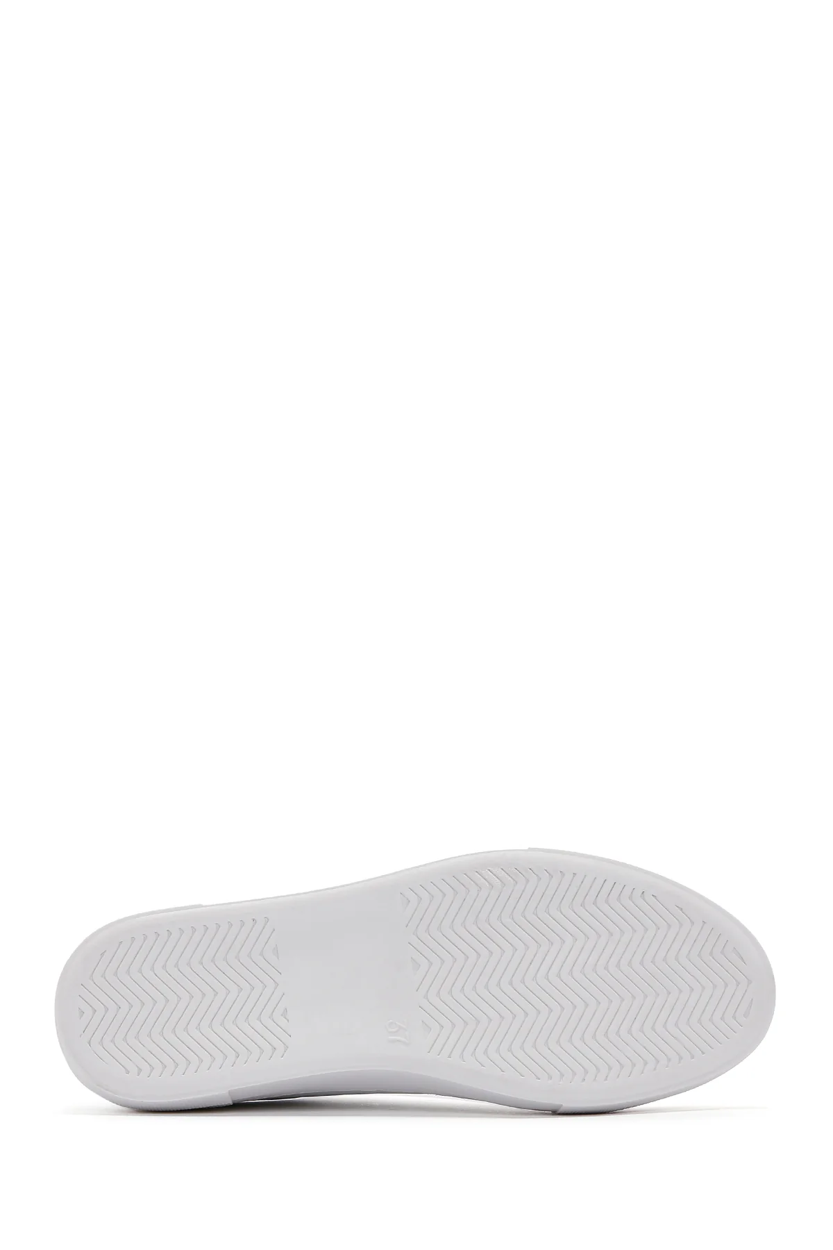 Kadın Beyaz Bağcıklı Deri Sneaker - Image 4