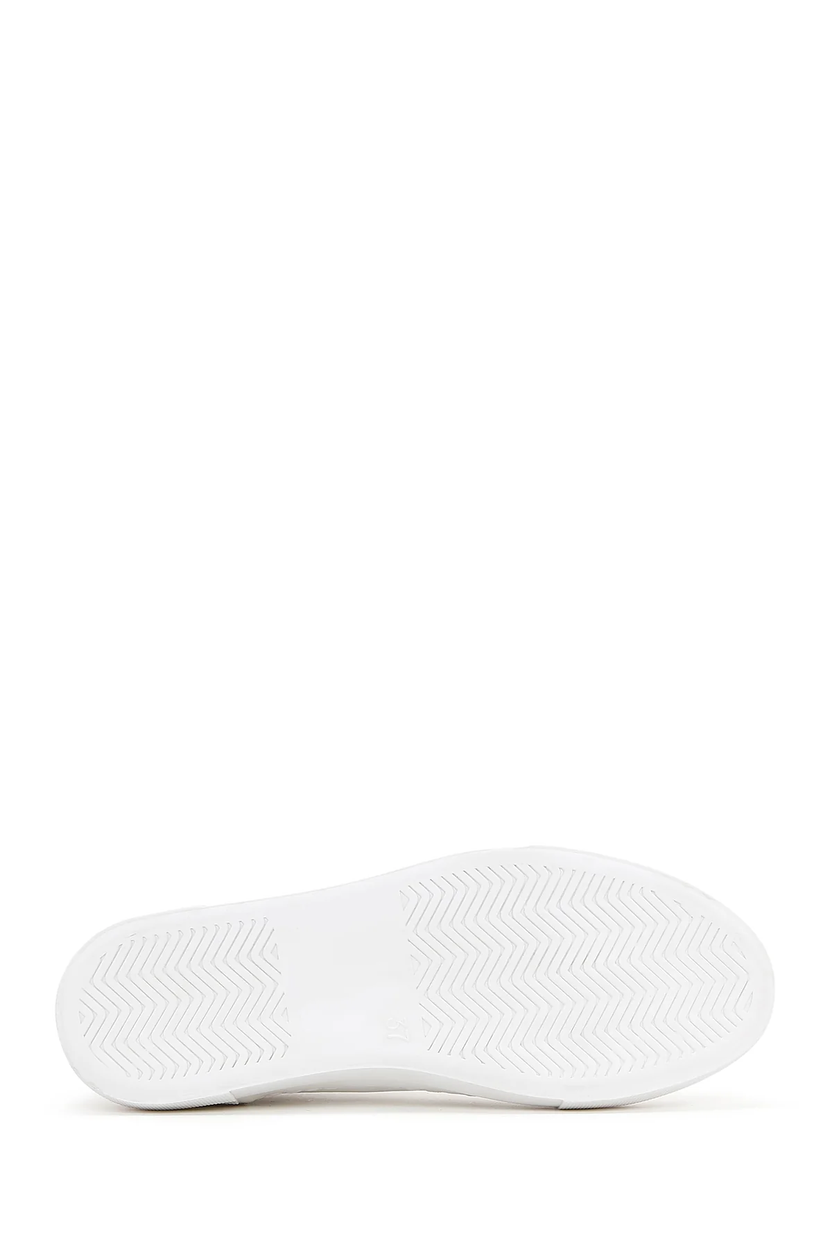 Kadın Beyaz Bağcıklı Deri Sneaker - Image 4