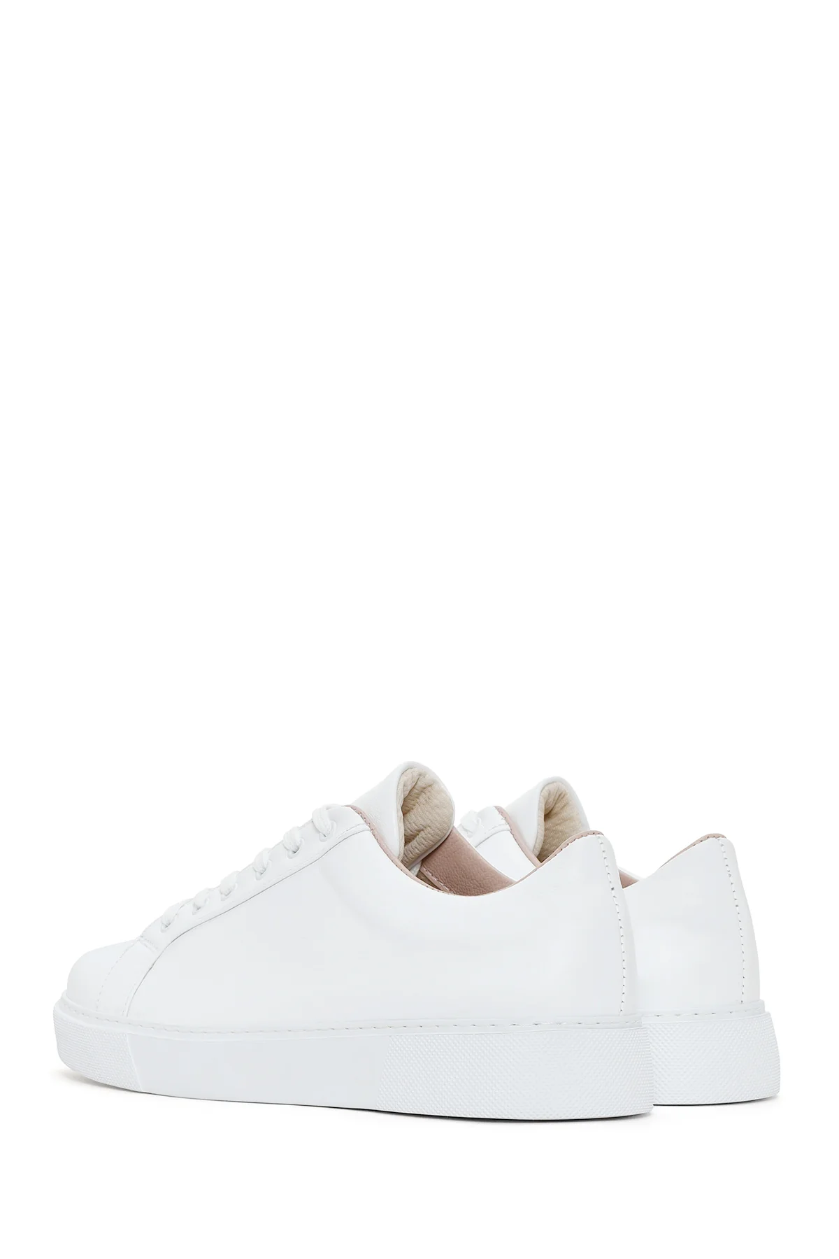 Kadın Beyaz Bağcıklı Deri Sneaker - Image 6