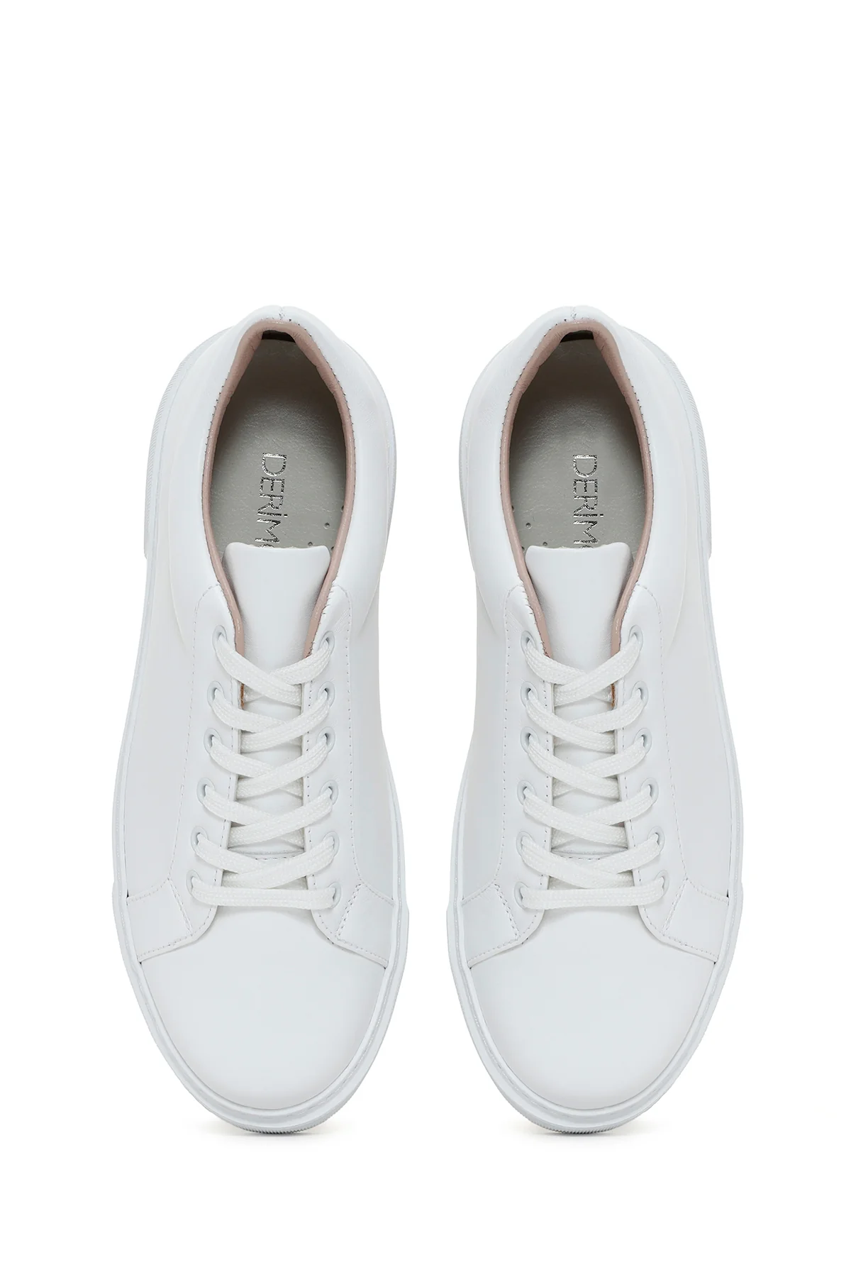 Kadın Beyaz Bağcıklı Deri Sneaker - Image 7