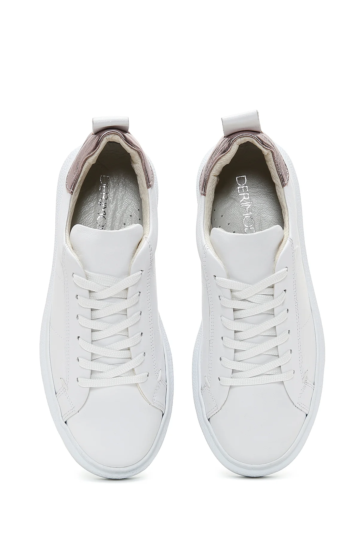 Kadın Beyaz Bağcıklı Deri Sneaker - Image 6