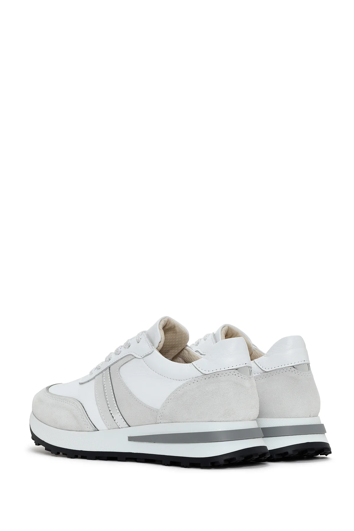 Kadın Beyaz Bağcıklı Deri Sneaker - Image 5