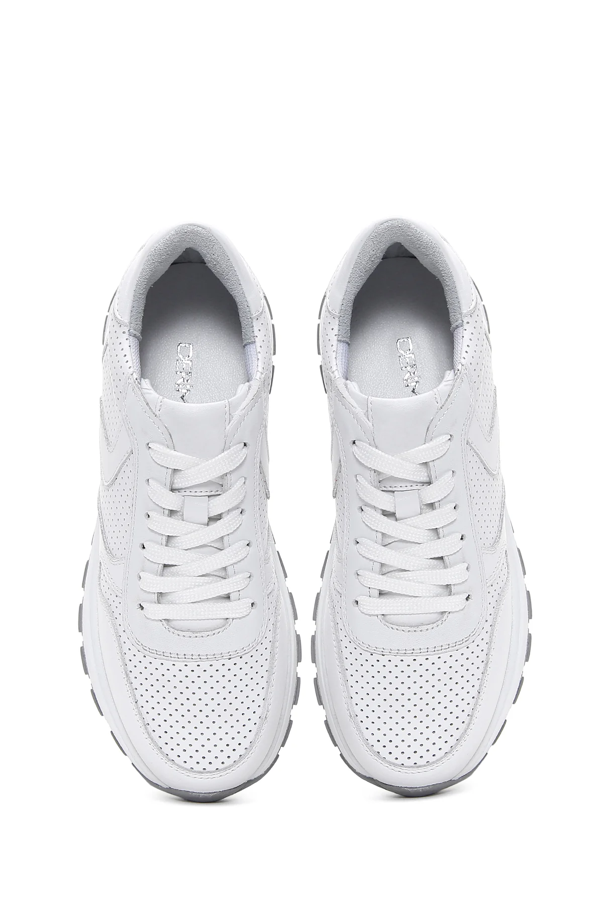 Kadın Beyaz Bağcıklı Deri Sneaker - Image 6