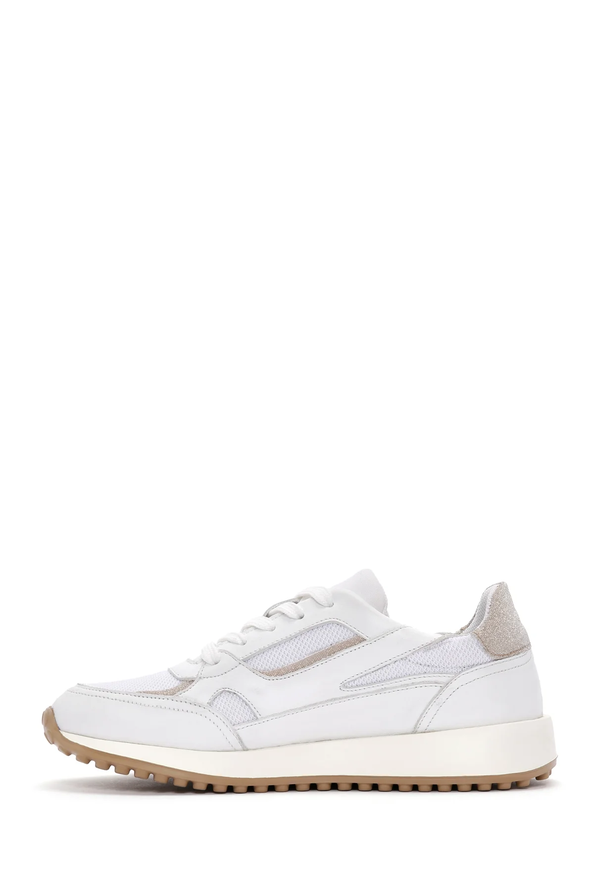 Kadın Beyaz Bağcıklı Deri Sneaker - Image 2