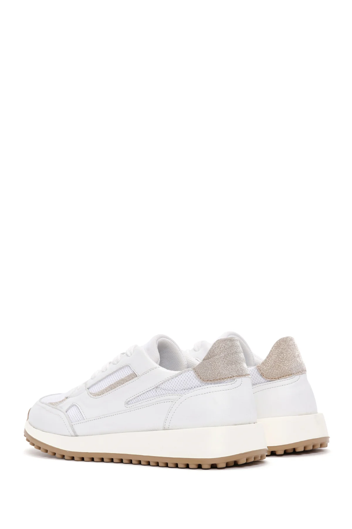 Kadın Beyaz Bağcıklı Deri Sneaker - Image 5