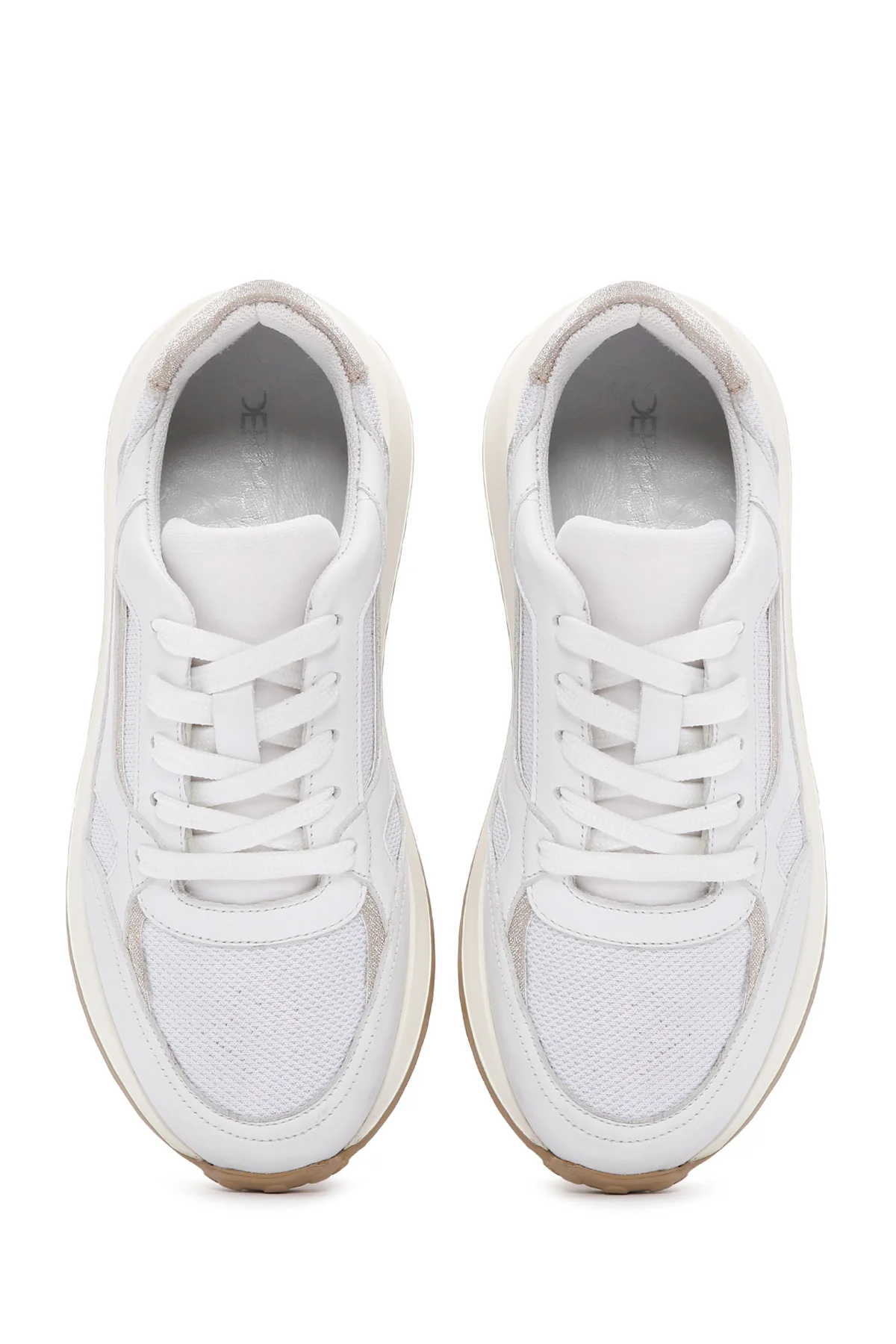 Kadın Beyaz Bağcıklı Deri Sneaker - Image 7