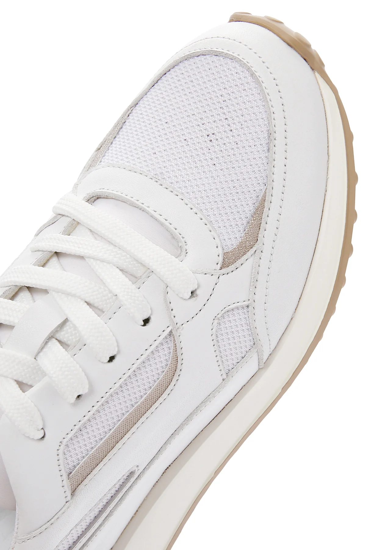 Kadın Beyaz Bağcıklı Deri Sneaker - Image 9