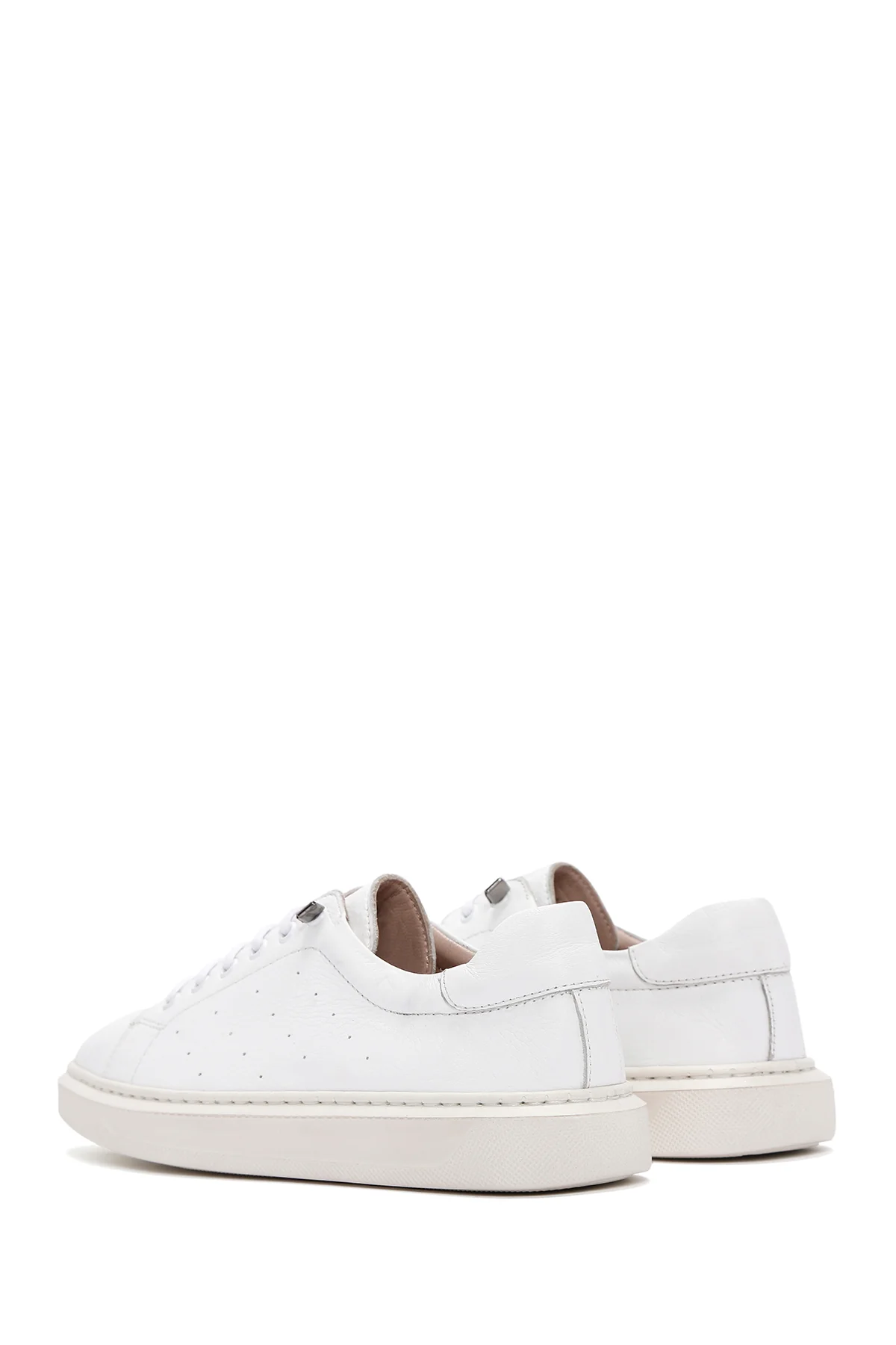 Kadın Beyaz Bağcıklı Deri Sneaker - Image 5
