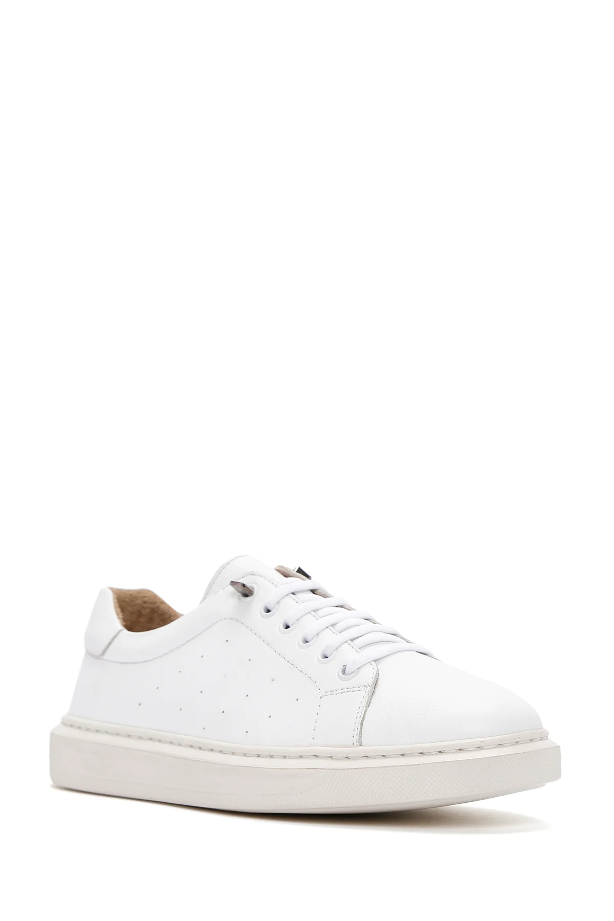 Kadın Beyaz Bağcıklı Deri Sneaker - Image 6