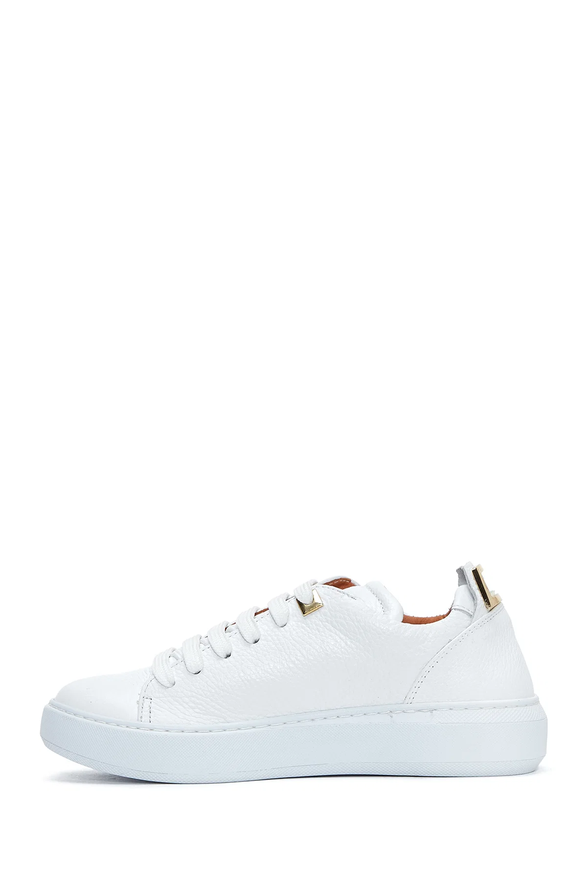 Kadın Beyaz Bağcıklı Deri Sneaker - Image 2