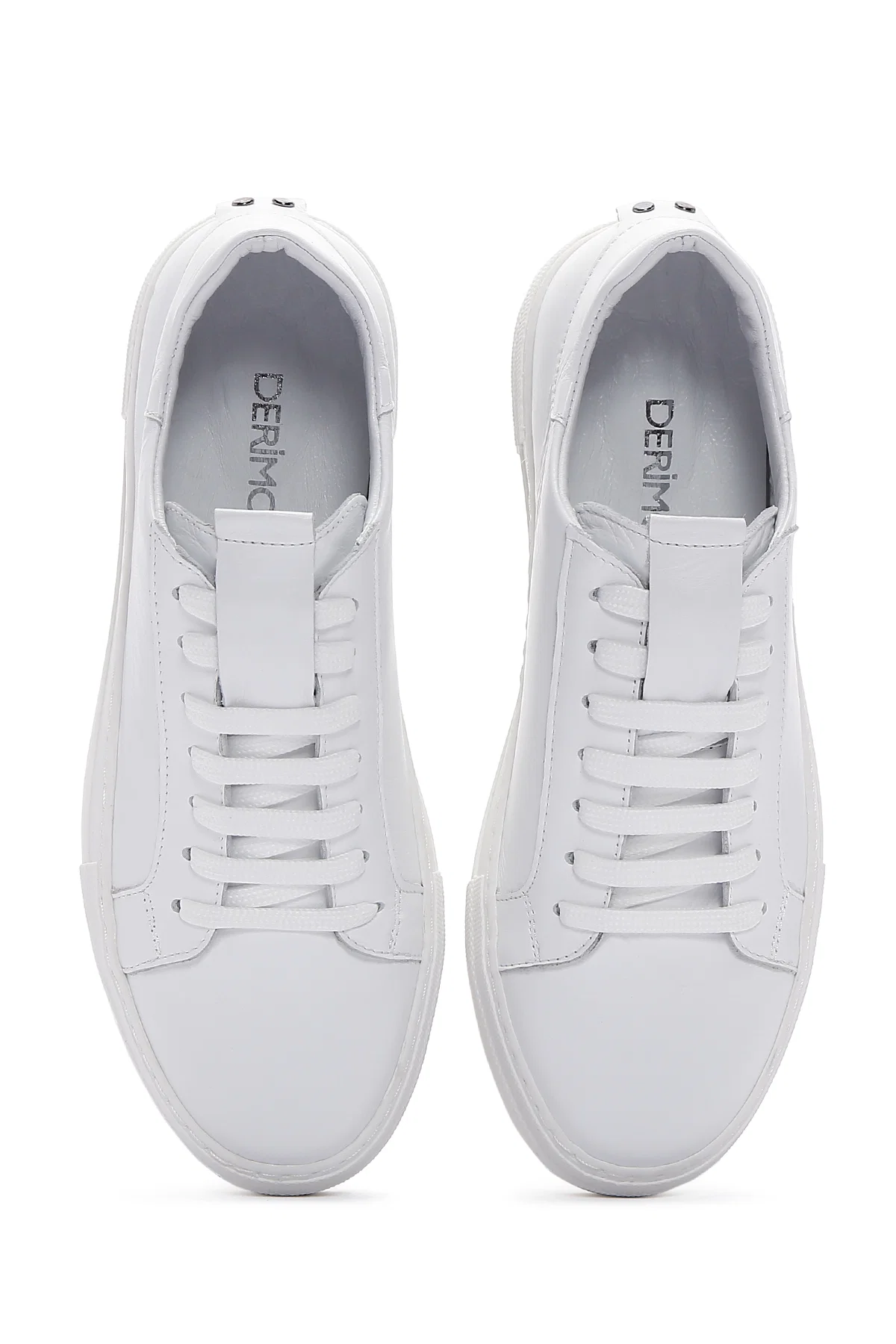 Kadın Beyaz Bağcıklı Deri Sneaker - Image 6
