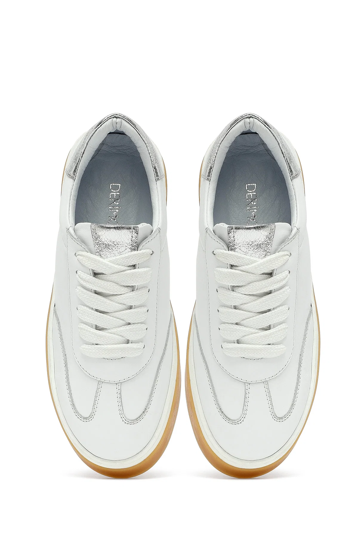 Kadın Beyaz Bağcıklı Deri Sneaker - Image 7