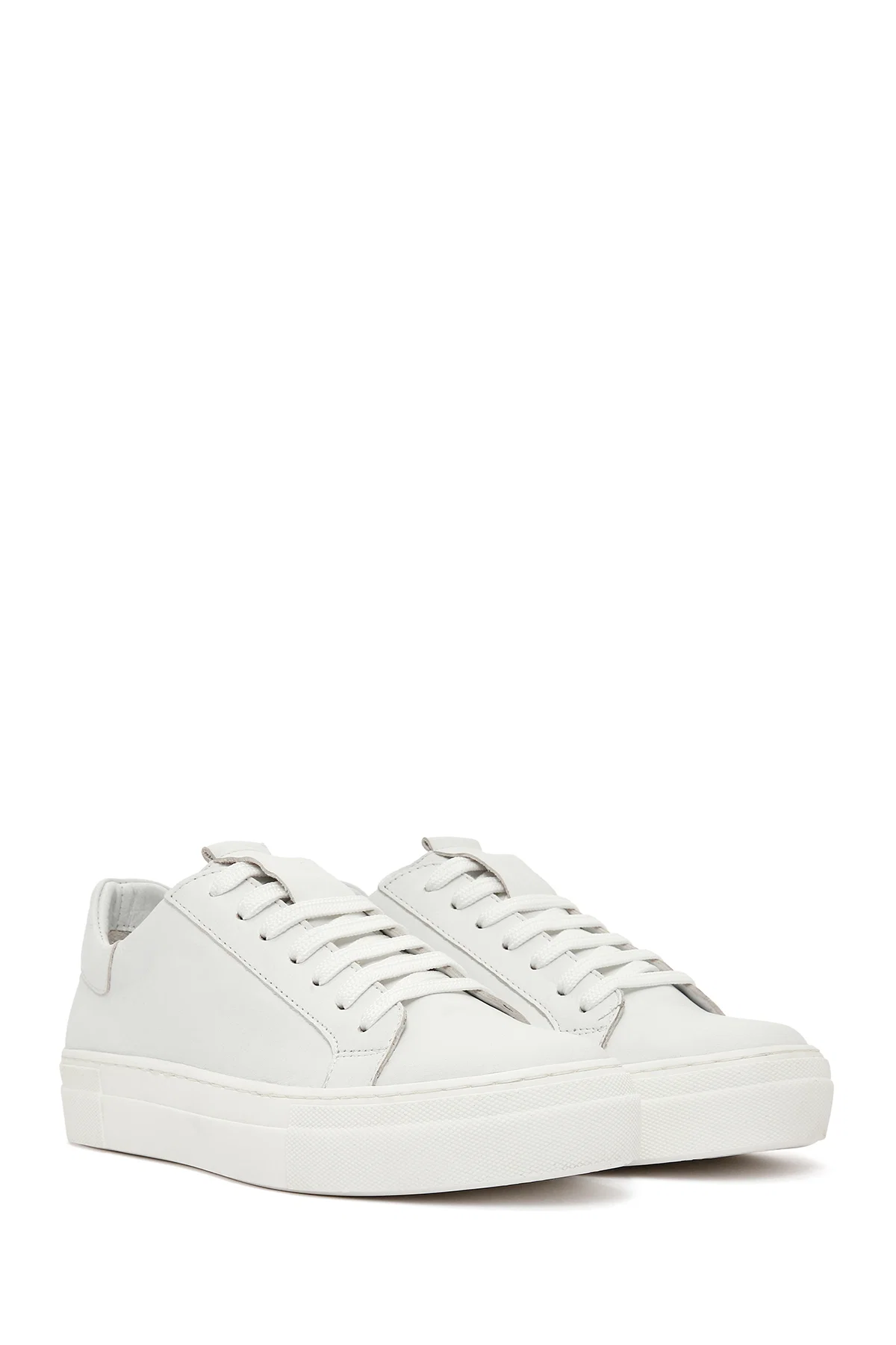 Kadın Beyaz Bağcıklı Deri Sneaker - Image 3