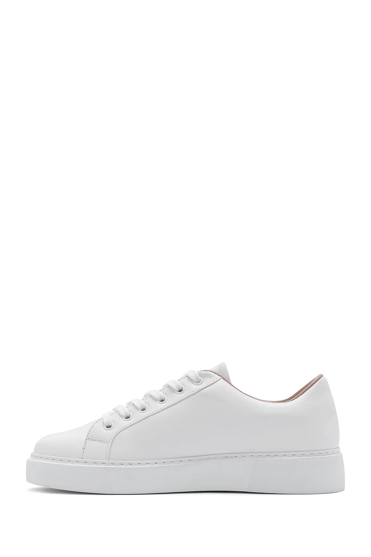 Kadın Beyaz Bağcıklı Deri Sneaker - Image 2