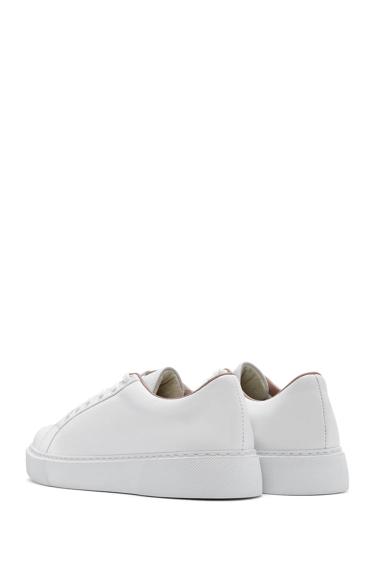 Kadın Beyaz Bağcıklı Deri Sneaker - Image 5