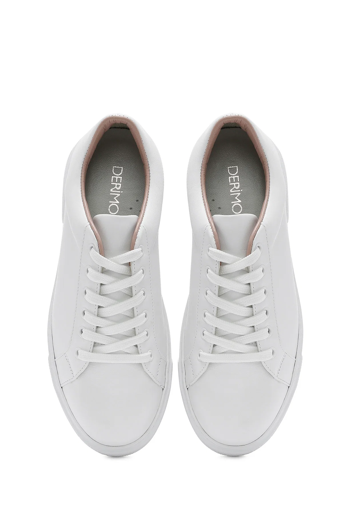 Kadın Beyaz Bağcıklı Deri Sneaker - Image 7