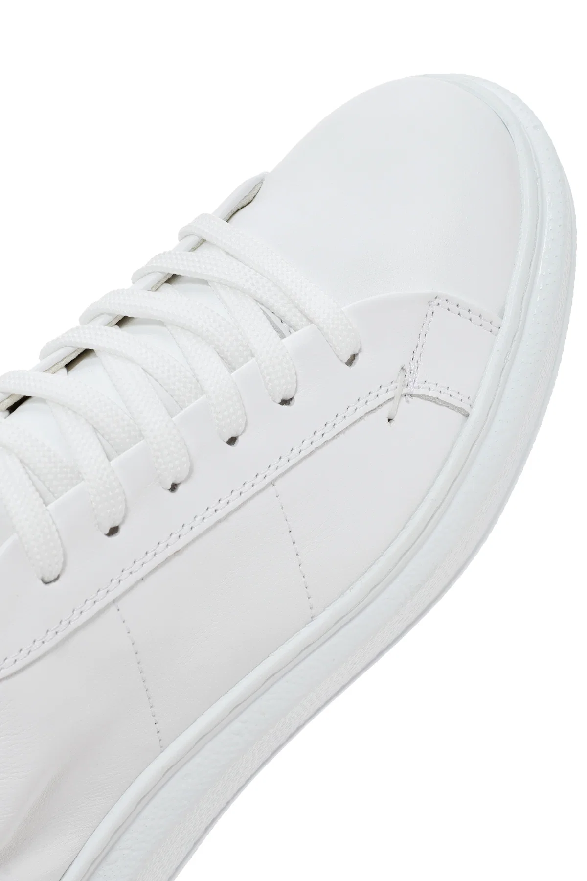Kadın Beyaz Bağcıklı Deri Sneaker - Image 10
