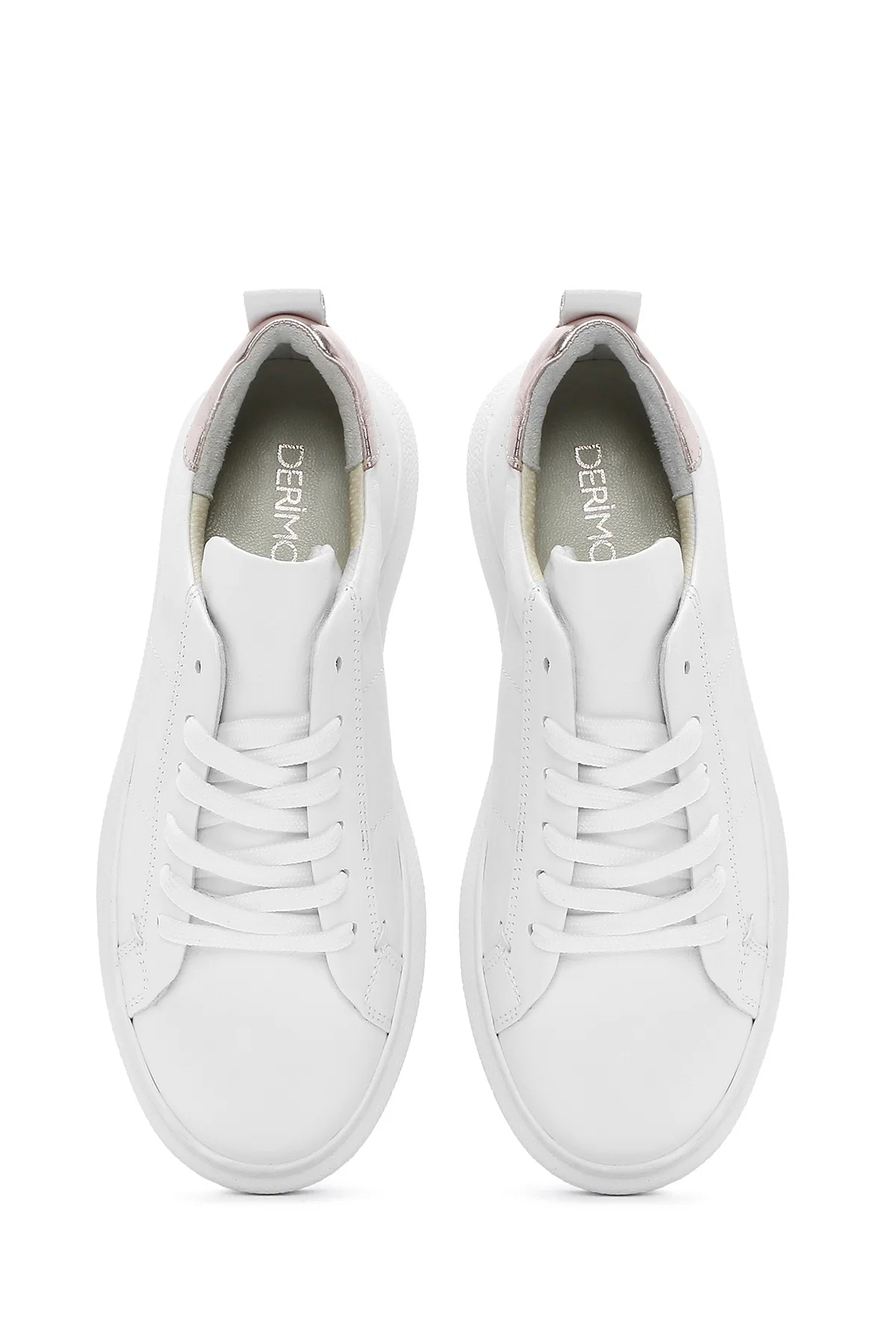 Kadın Beyaz Bağcıklı Deri Sneaker - Image 7