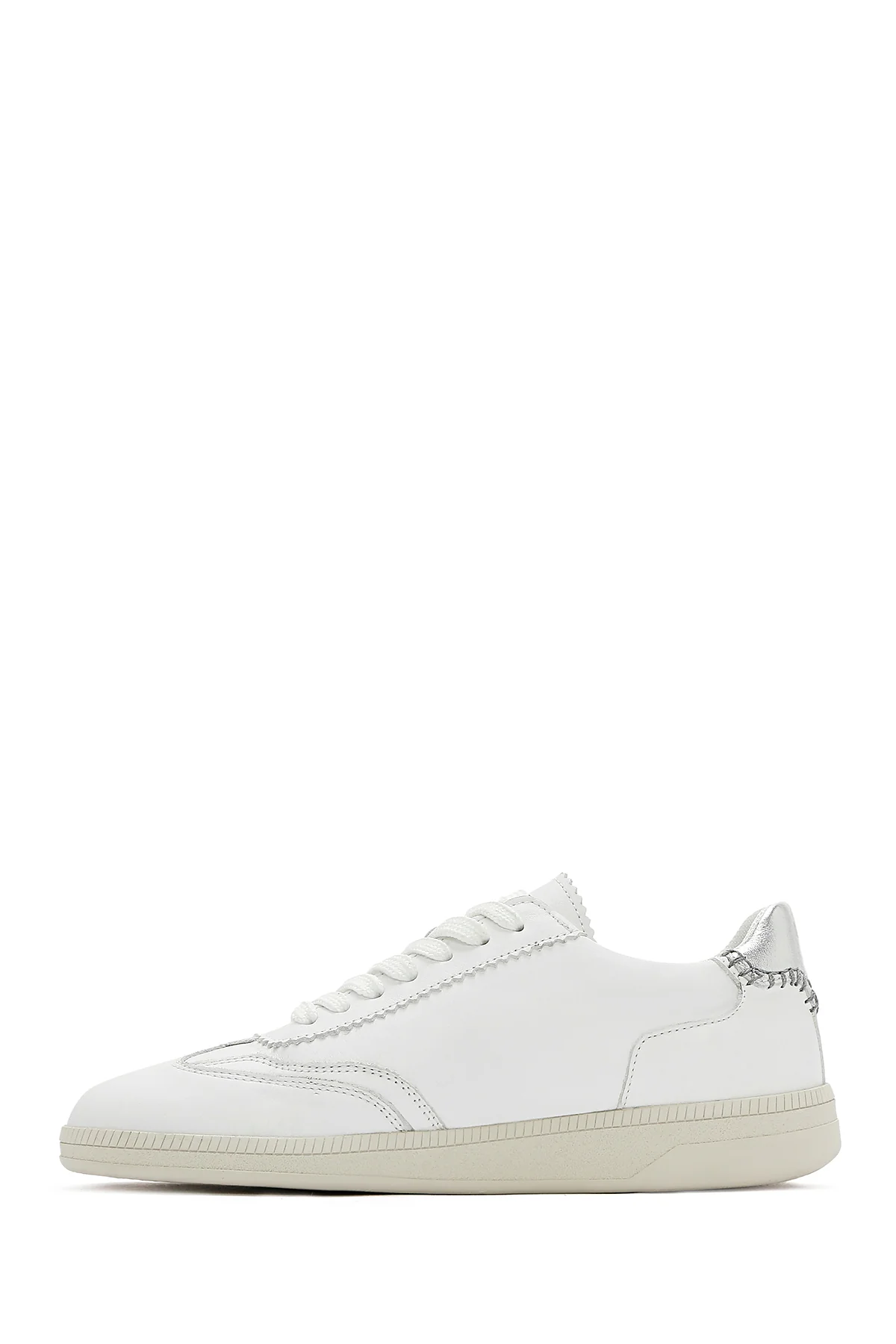 Kadın Beyaz Bağcıklı Deri Sneaker - Image 2