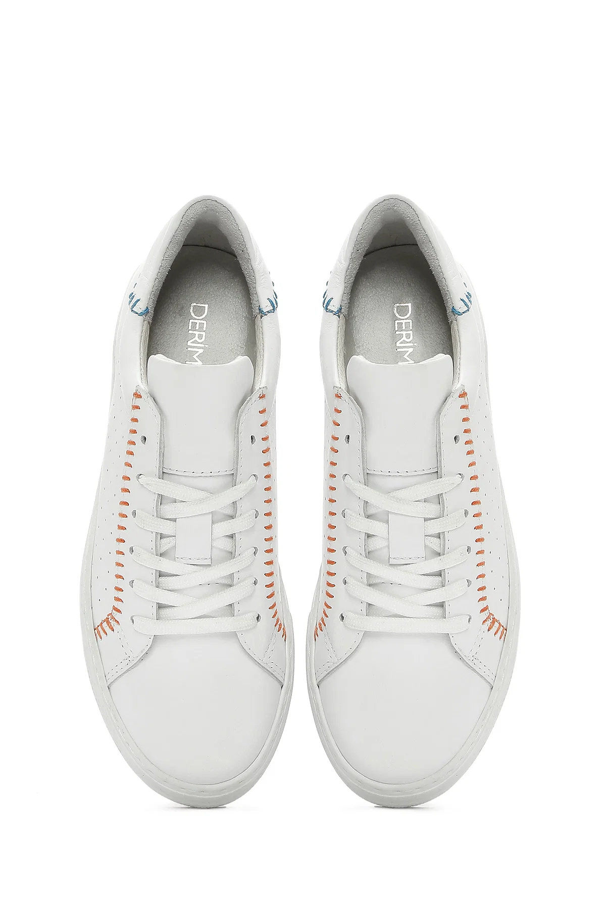 Kadın Beyaz Bağcıklı Deri Sneaker - Image 7