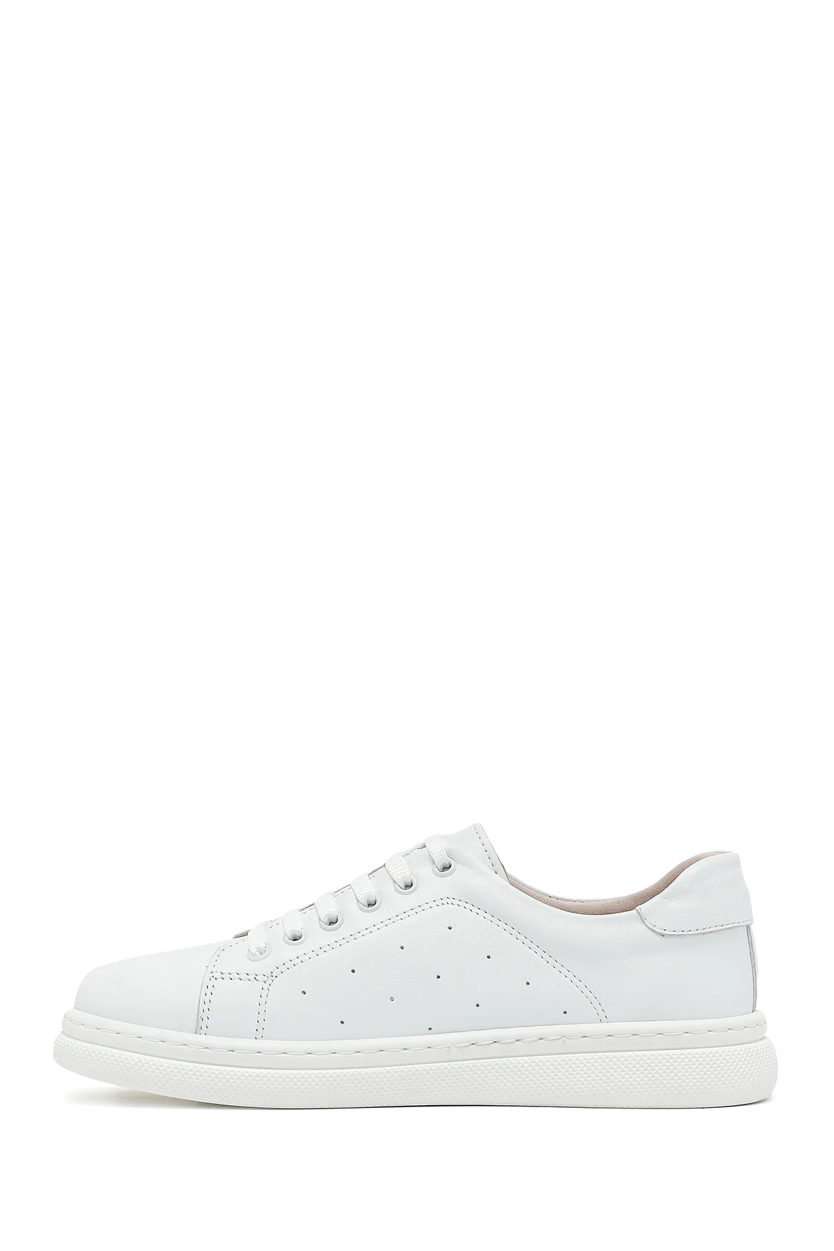 Kadın Beyaz Bağcıklı Deri Sneaker - Image 2
