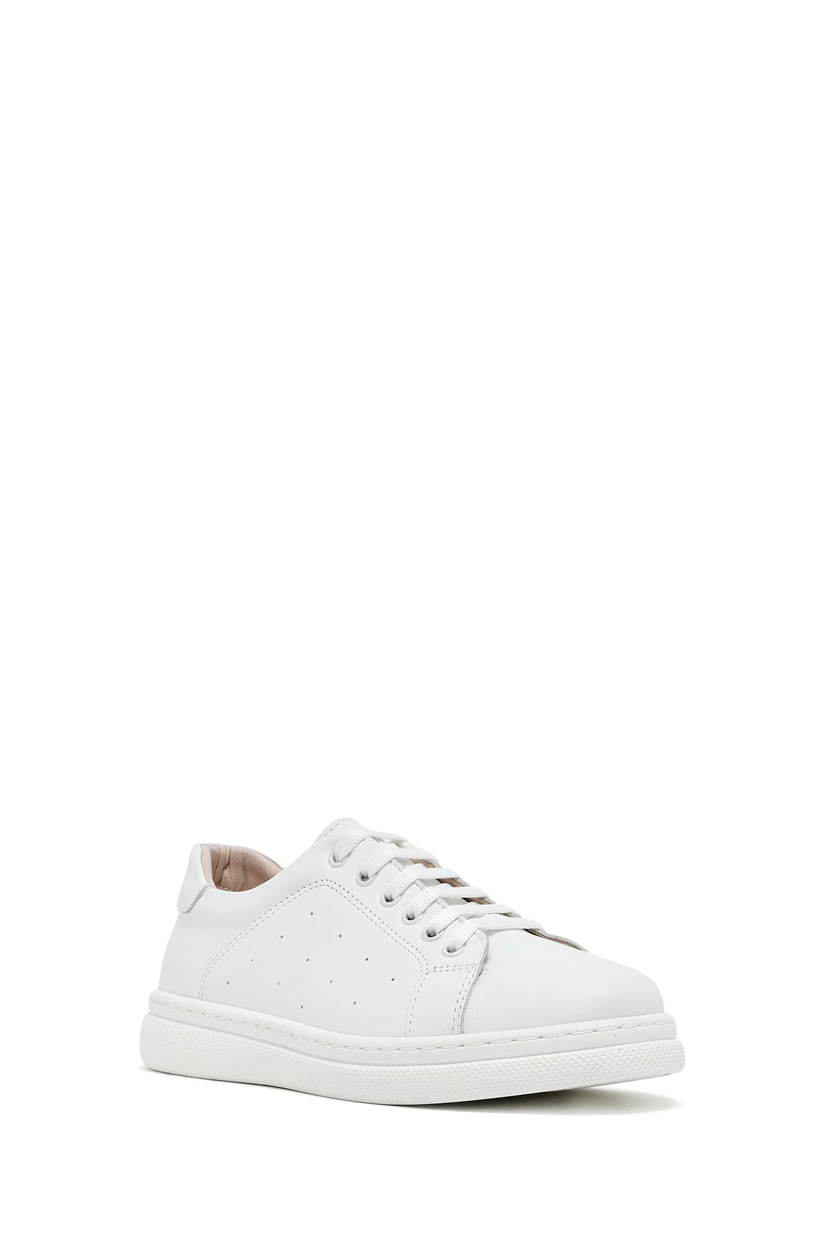 Kadın Beyaz Bağcıklı Deri Sneaker - Image 6