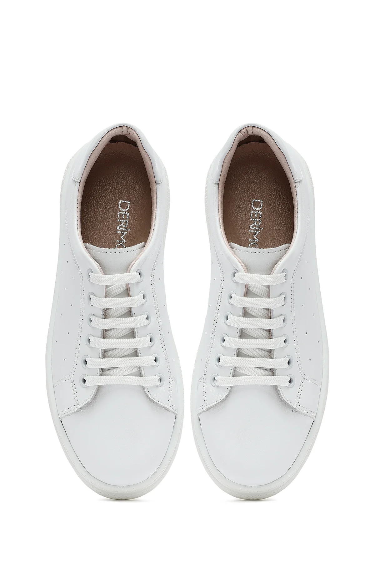 Kadın Beyaz Bağcıklı Deri Sneaker - Image 7