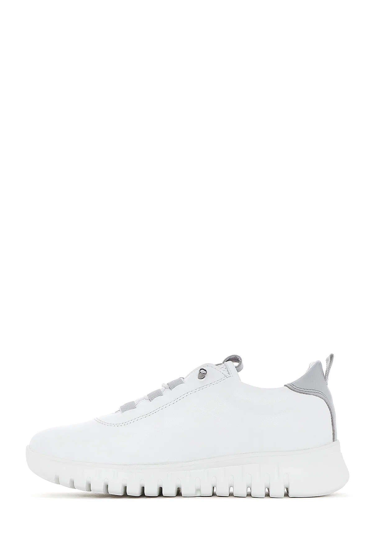 Kadın Beyaz Bağcıklı Deri Sneaker - Image 2