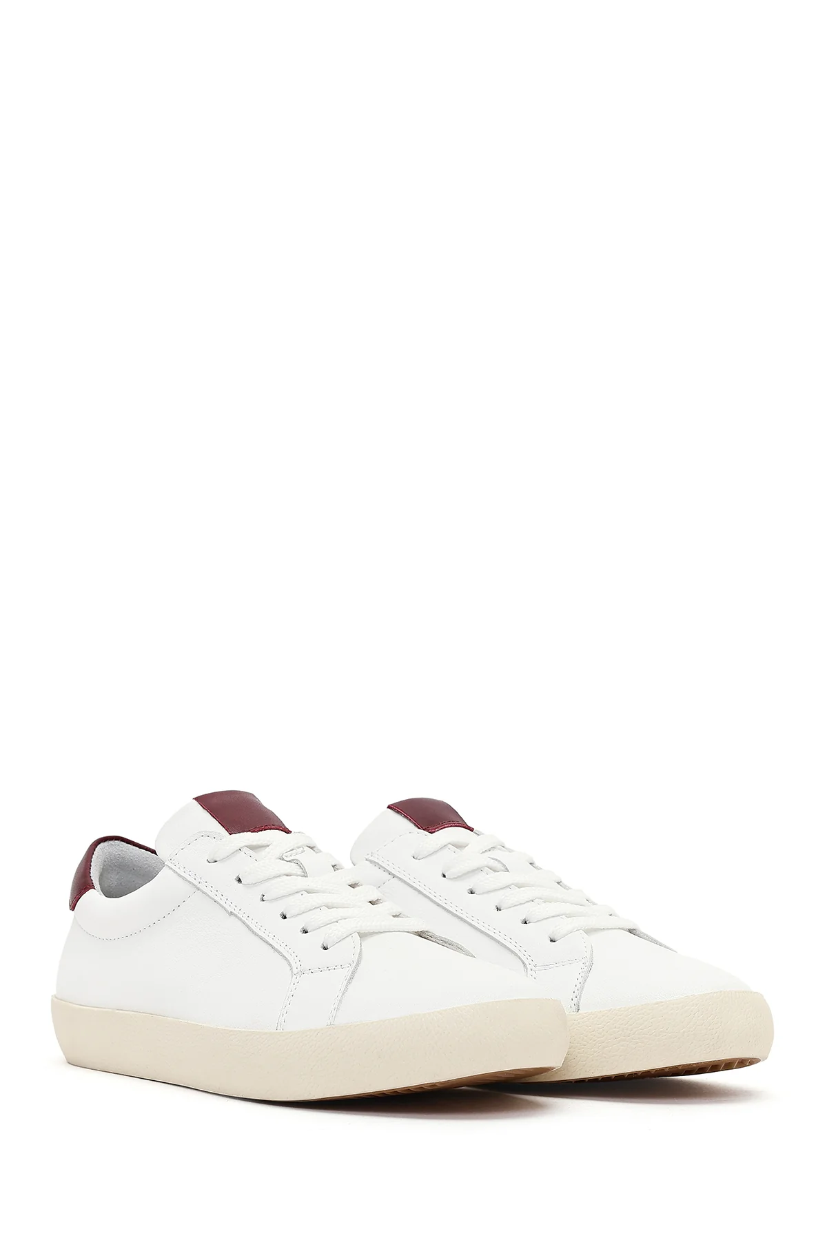 Kadın Beyaz Bağcıklı Deri Sneaker - Image 2