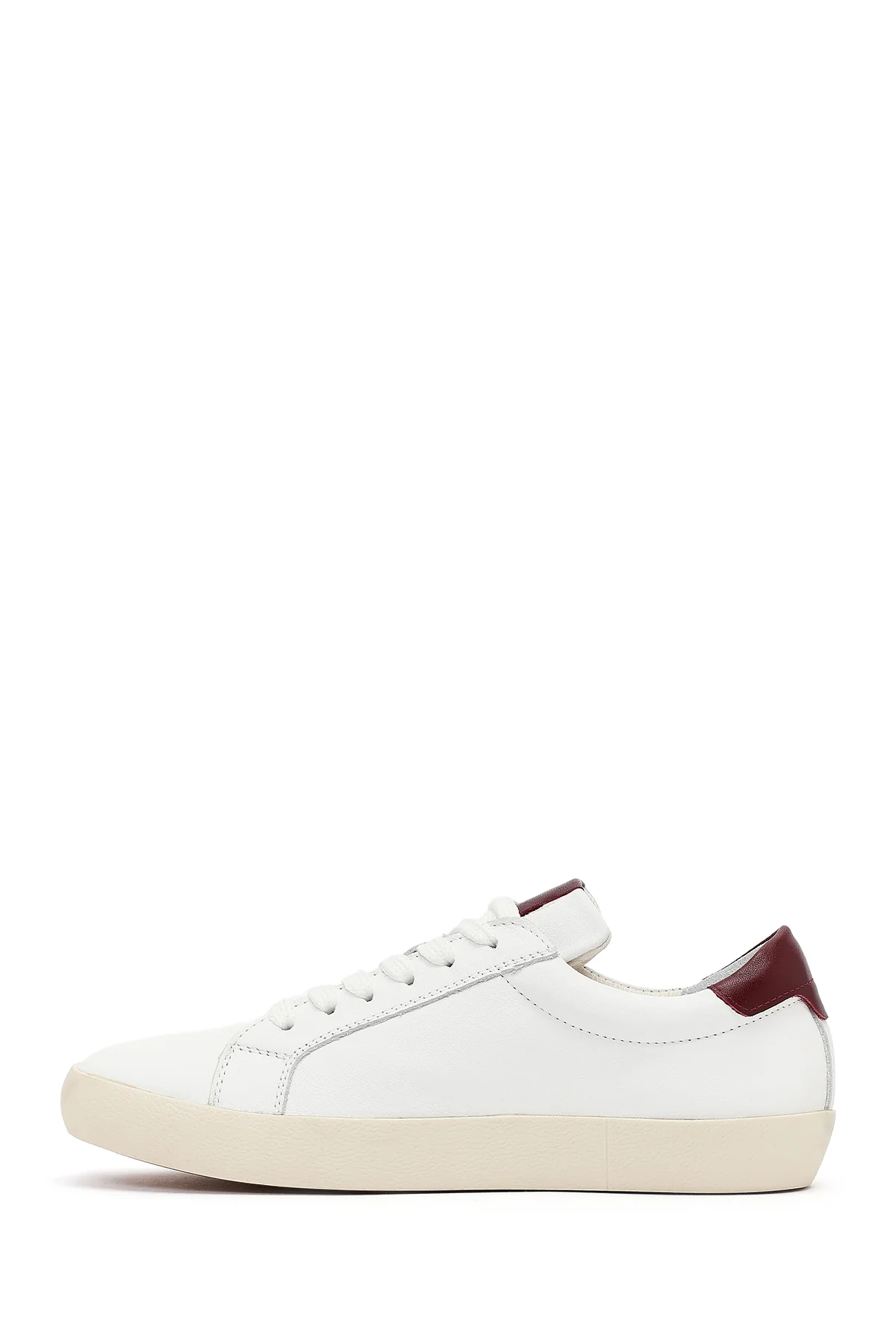 Kadın Beyaz Bağcıklı Deri Sneaker - Image 3
