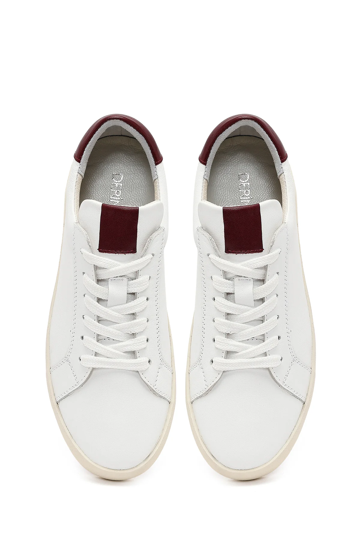Kadın Beyaz Bağcıklı Deri Sneaker - Image 4