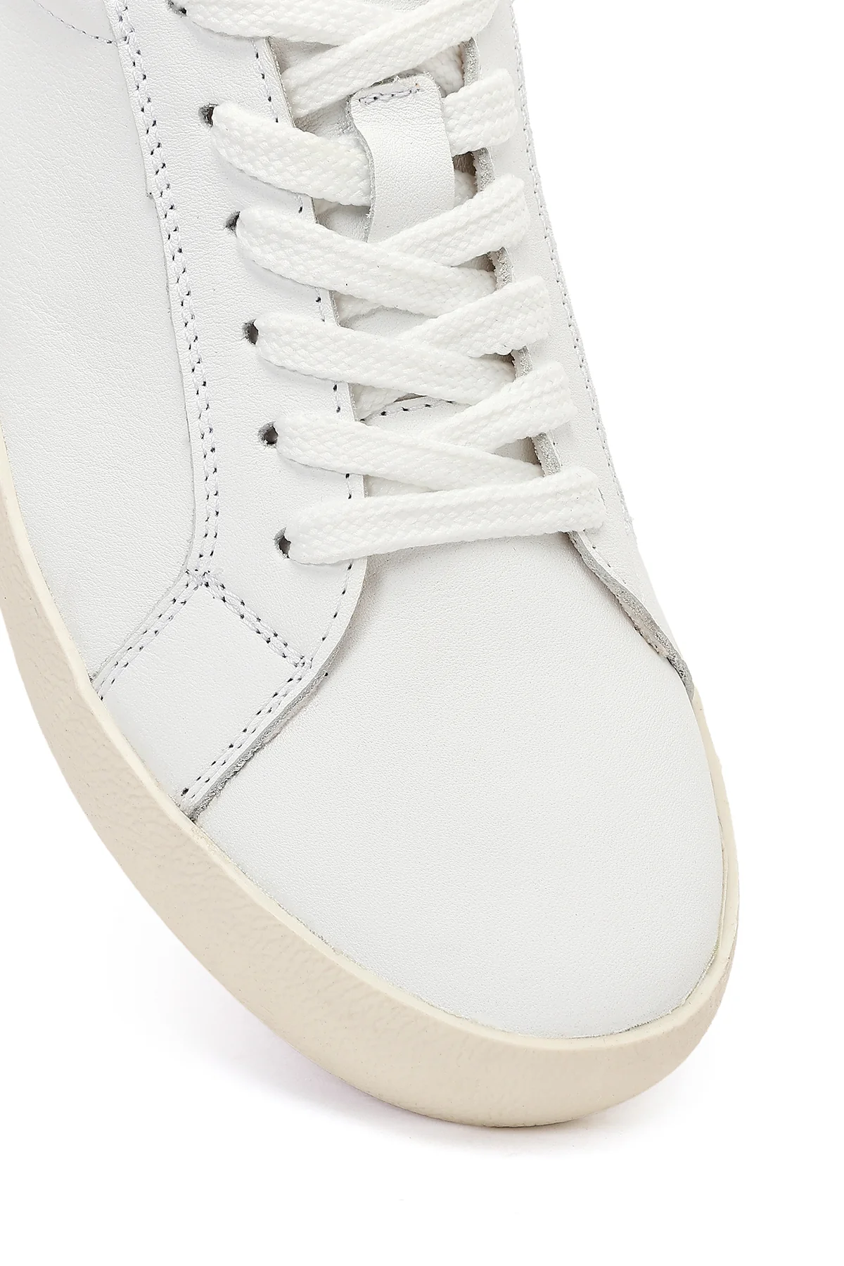 Kadın Beyaz Bağcıklı Deri Sneaker - Image 9