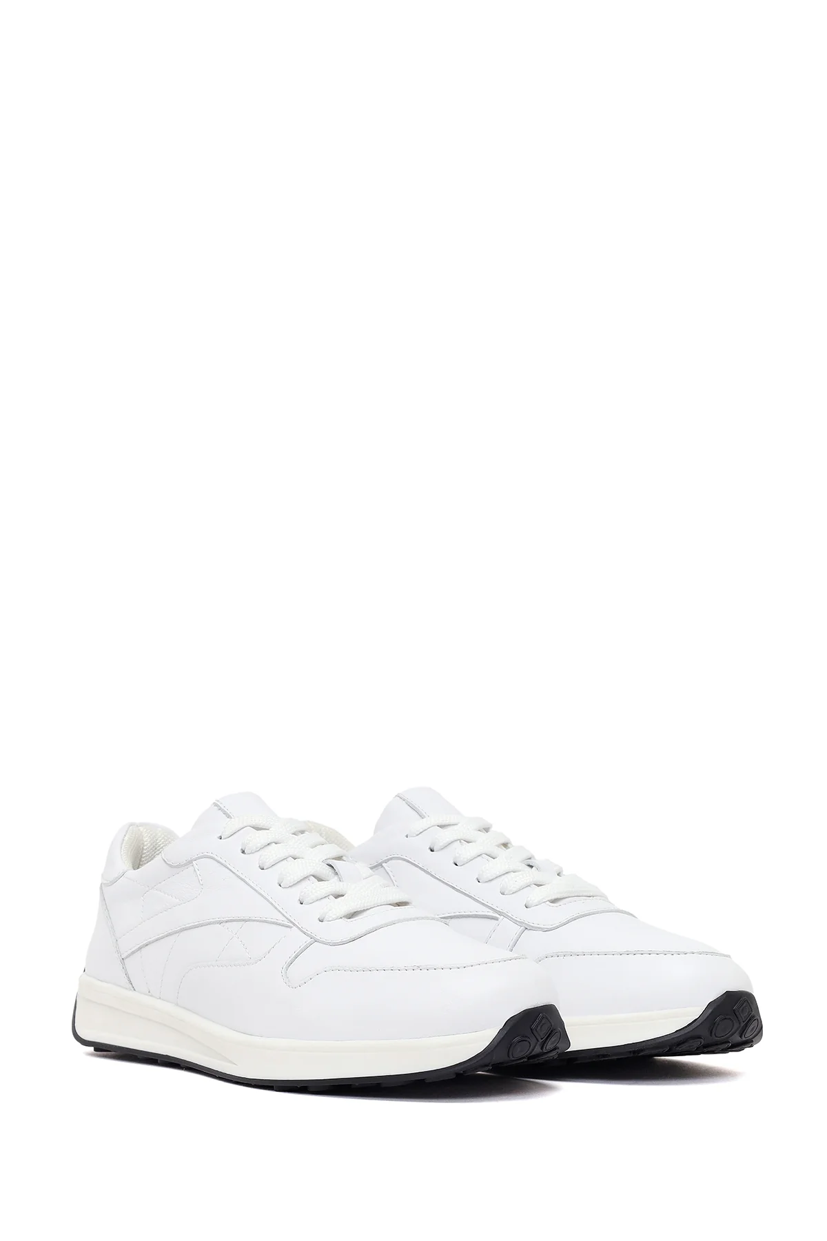 Kadın Beyaz Bağcıklı Deri Sneaker - Image 2